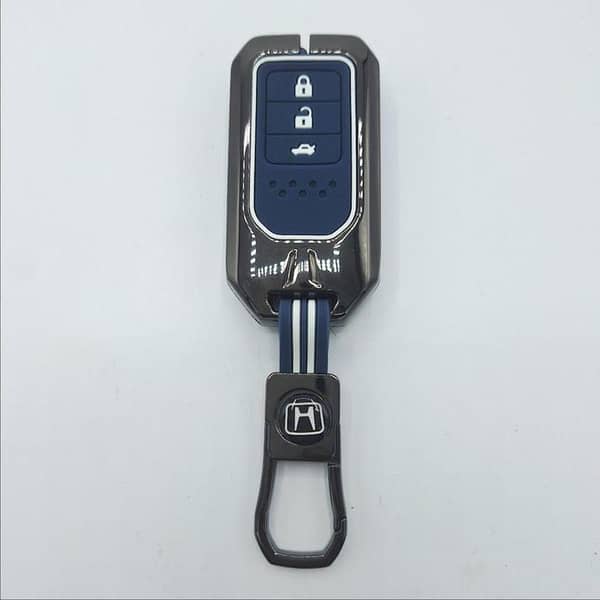Metal Key Cover Case for Honda Civic (2016–2022) – Zinc Alloy with Keychain in Brown, White, or Blue