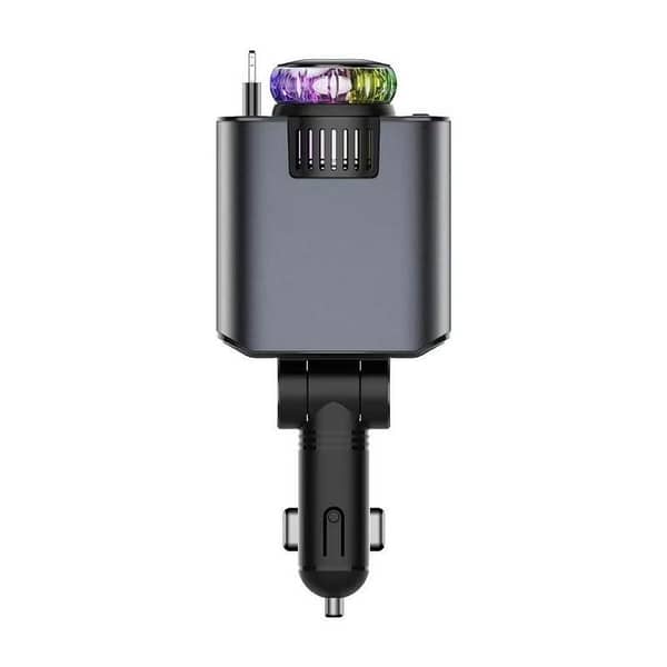 Starlight Retractable Car Charger 5-in-1 with Fast USB-C/USB-A Ports, Aromatherapy Diffuser and Starry Roof Light