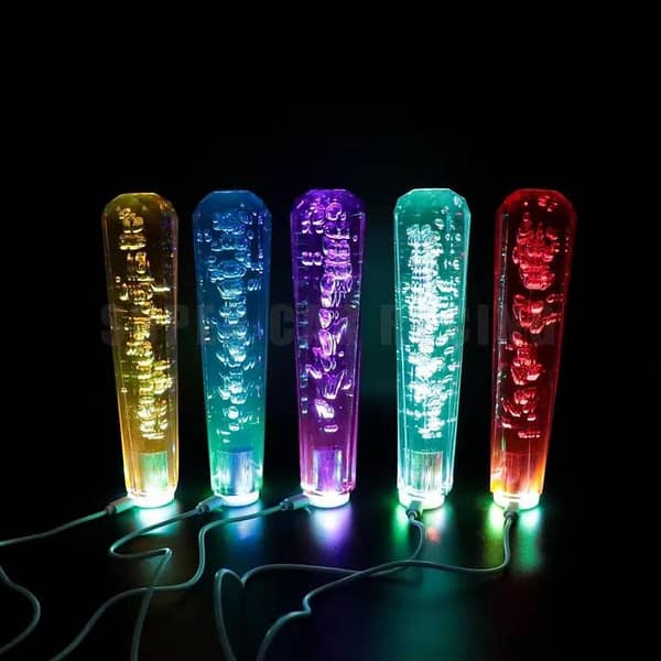 New 20 cm LED Color Bubble Shift Knob for Cars with Adapter, Multicolor Gradient Crystal Transparent