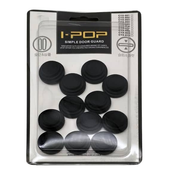 Car Door Shock Absorber Rubber Pads - Black, 12-Piece Protection Set (Without Logo)