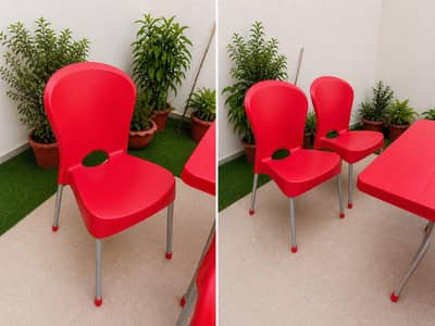 Vibrant Red 6 -seater Outdoor Patio Dining set  ( Table & 6 Chairs)