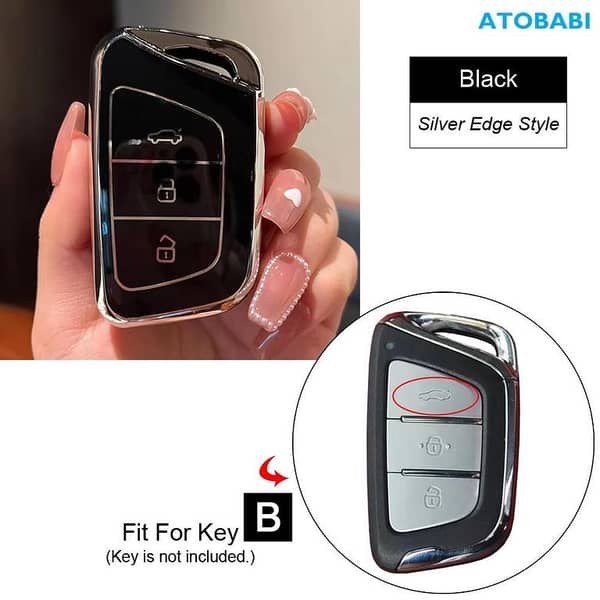 TPU Car Key Cover for JAC Hunter T9 – Black and Gold