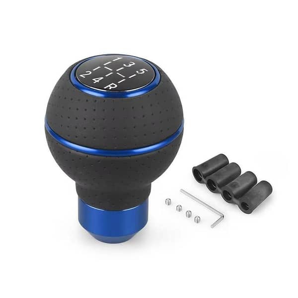 Universal Leather & Aluminum 5-Speed Car Gear Shift Knob Mono