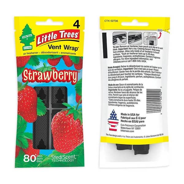 LITTLE TREES Vent Wrap Car Air Freshener | Strawberry Scent with Long-Lasting, Subtle Fragrance