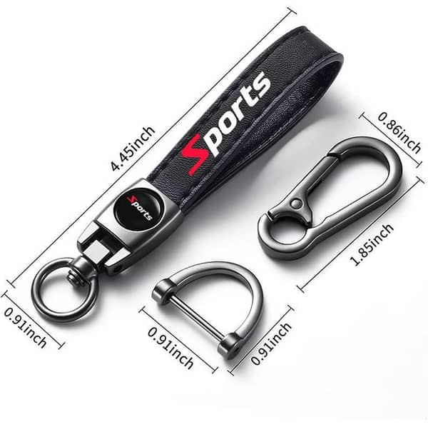 Sports Genuine Leather Keychain – Durable Leather Car Key Holder by Brand