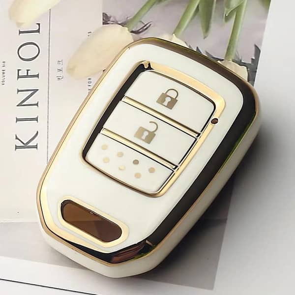 Honda BR-V TPU Key Cover – White Edition (Smart Key Protection)