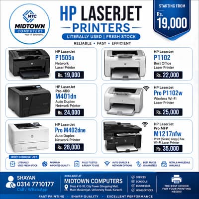 HP LaserJet Printers | P1102 P1102w M401dn M402dne M1217nfw | Karachi