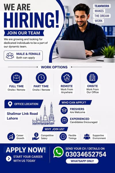 we are hiring male and female stuff for online and office work