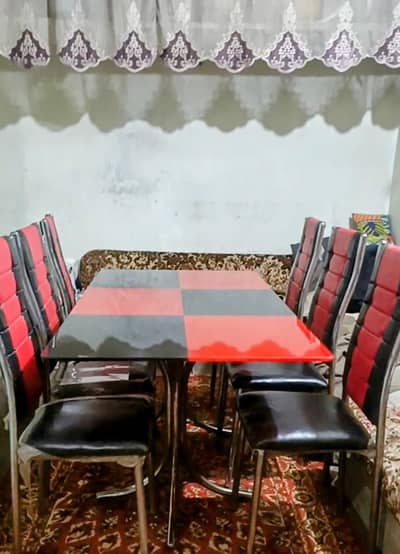 Dinning Table | 6 chairs dining set | glass top dining table