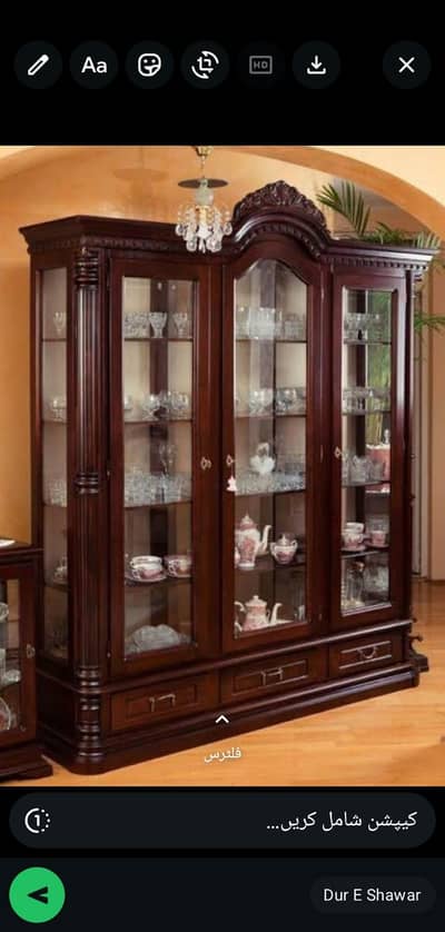 used chinoti crockery wardrobe  3 door urgent sale demand price 55k