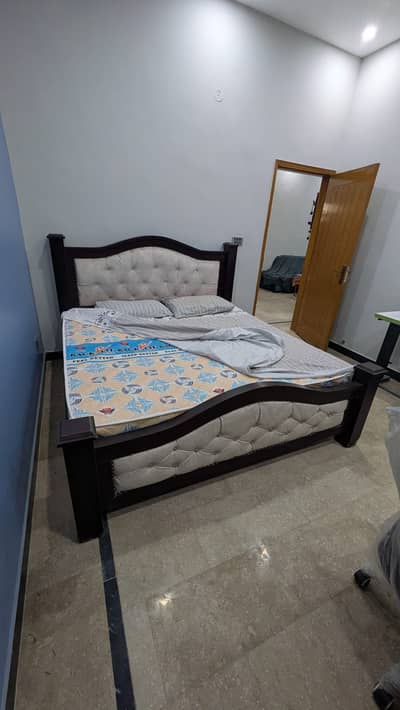 Wooden Double Bed with Mattress for Sale – Excellent Condition