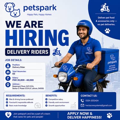 Delivery Riders Required | Urgent Hiring | Male Jobs | Jobs in Lahore