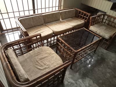 Cane sofa set for sale with coffee table