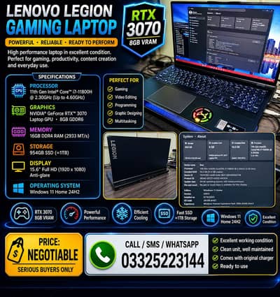 Lenovo Legion Gaming Laptop RTX 3070 8GB | i7 11th Gen