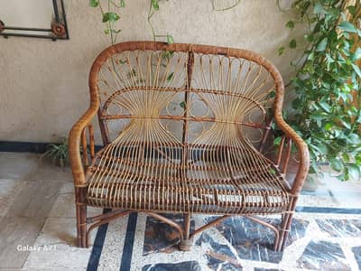 5 seater cane wood sofa