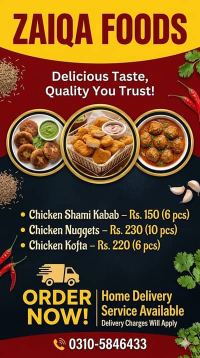 Zaiqa Foods -Frozen Foods(Shami kabab,Kofta,Nuggets)Home Delivery ( Rw