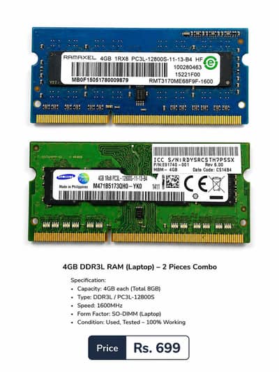 New Ram For Laptop 4 Gb And Another of Lenovo 4Gb