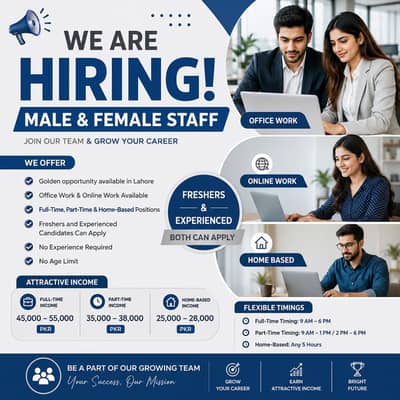 We are hiring staff  male and female for online and office work
