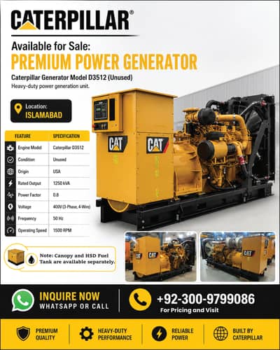 Caterpillar D3512 Generator 1250 kVA Unused | Heavy Duty