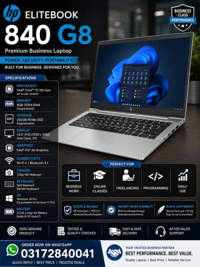 HP ELITE BOOK 840 G8 | CORE I5 11TH | 8GB/256GB | BACKLIGHT KEYBOARD