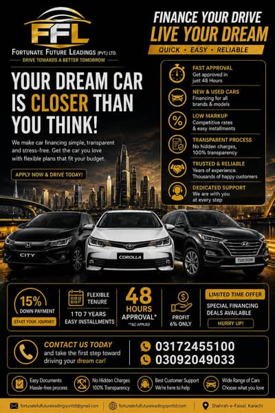 on just low down payment car loan 6% profit no any hidden charges
