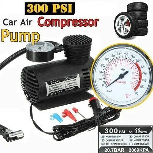 CAR AIR PUMP AIR COMPRESSOR INFLATOR PLASTIC BODY 300PSI FOR 660CC 12V FOR BALLOON KIDS SWIMMING POOLS FOOT BALL AND OTHER ACCESSORIES