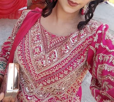 So beautiful luxury lahnga shocking pink colour