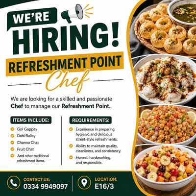  We're Hiring – Refreshment Point Chef!