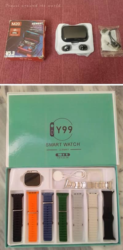 Y99 Ultra Smartwatch Germany+M20 Wireless Earbuds | Premium Combo Deal