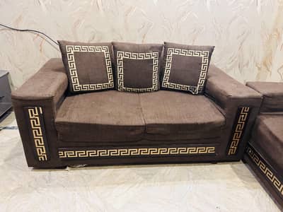 brown color 2 seater and 1 seater sofa for sale