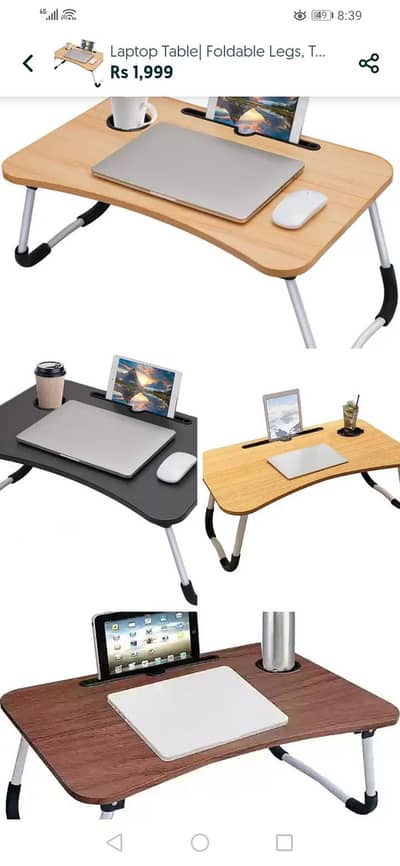 Laptop Table| Foldable Legs, Tablet Groove & Cup Slot |
