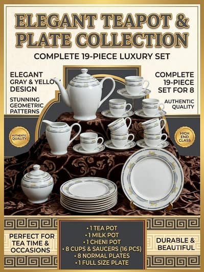 premium Floral Tea set (27 pieces complete luxury collection brand)