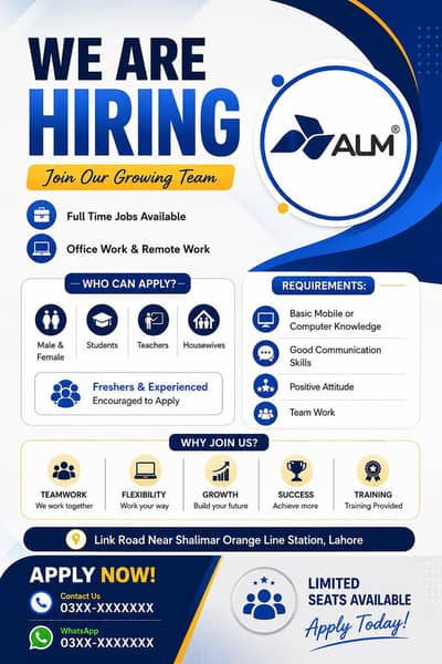 we are hiring male and female for work
