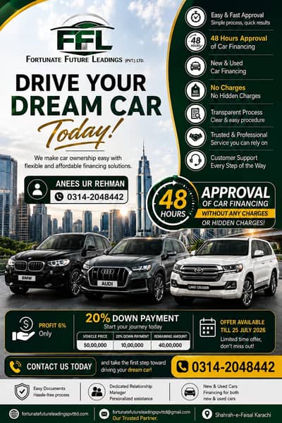 Come and avail this offer 48 Hours approval on just 6% Profit Rate. .