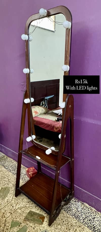 Mirror with storage and LED lights