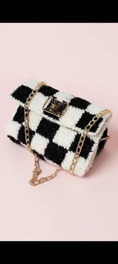 black white checkerboard bag handmade bag