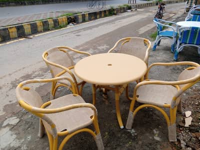 Outdoor garden chair-Pvc chair-Upvc chair-4 seater chair with table