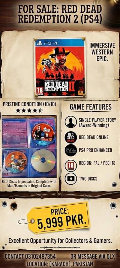 rdr2 ps4 disc ( used)