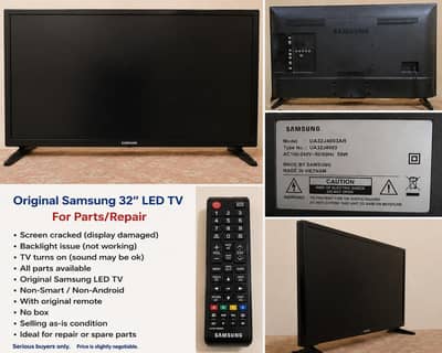Original Samsung 32" LED TV – Screen Cracked – For Parts/Repair