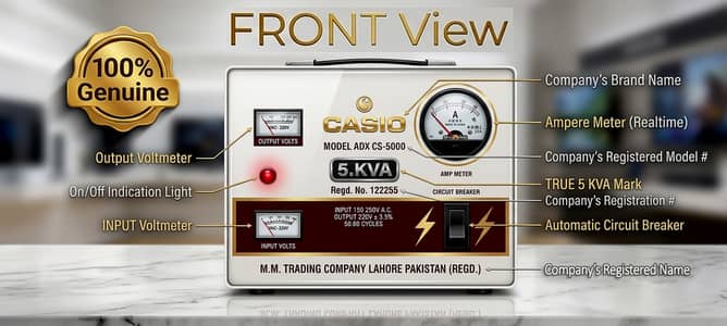 5KVA Stabilizer | Full House/2 ACs Load | 100% Copper | 4 Rly | 10/10
