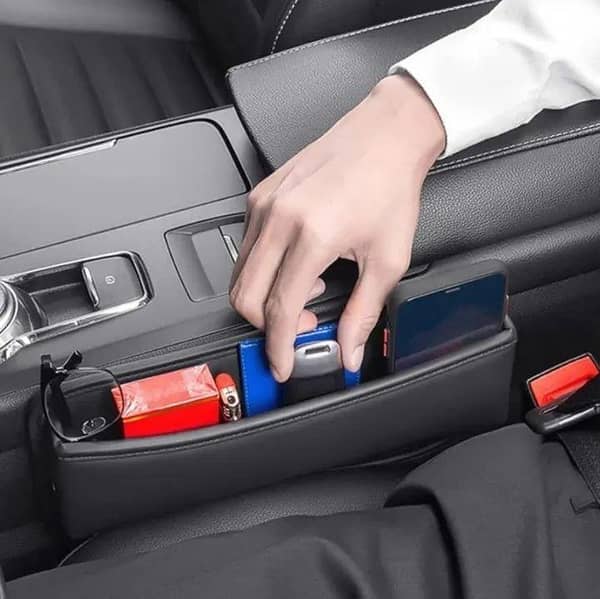 CAR SEAT SIDE UNIVERSAL POCKET ORGANIZER SEAT GAP FILLER ANTI SLIP MOBILE KEYS COINS SIDE CONSOLE LEATHER CAR SEAT GAP FILLER