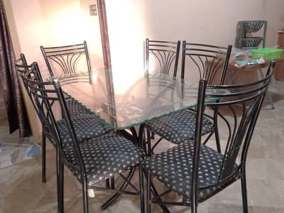 6 chairs iron dinning table