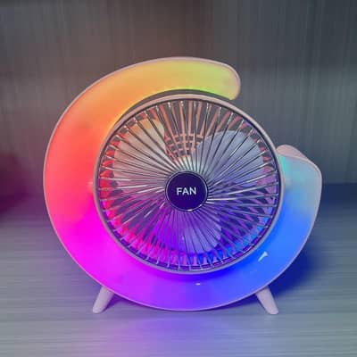 2 in 1 Portable USB Rechargeable Cooling Fan with RGB LED free COD