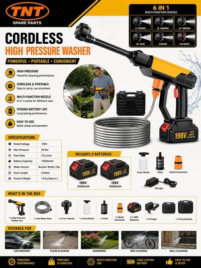 Superstar Rechargeable Pressure Washer - 198v Double batteries