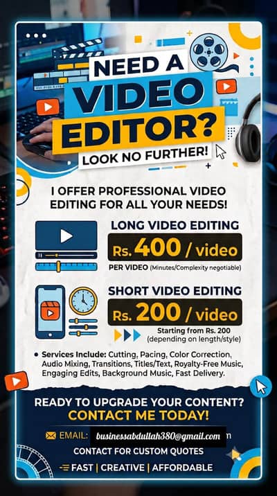 Video Editing Service – Shorts & Long Videos (Affordable)