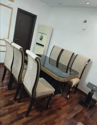 Dining table with six chairs