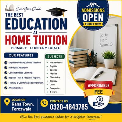  Home Tuition – Primary to Intermediate | Affordable Fee