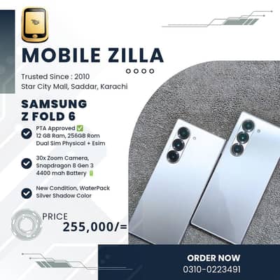 Samsung Z Fold 6, PTA Approve, Brand New 12/256  MOBILE ZILLA