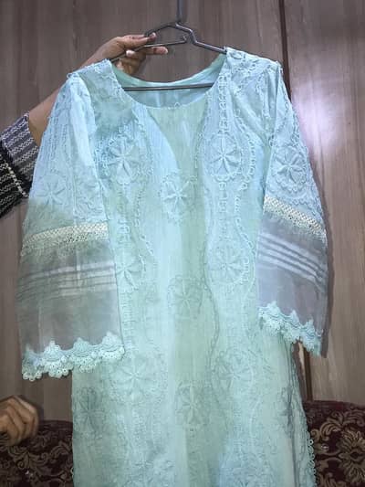 3 piece ready to wear laser cutwork suit