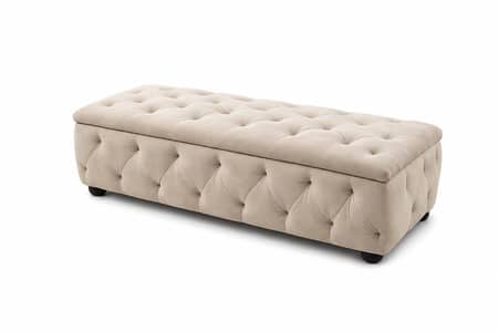 Luxury Chesterfield Storage Ottoman Bench Sofa Beige Velvet Like New
